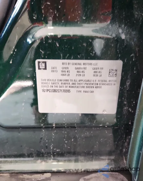 2014 Chevrolet Cruze Lt from USA, damaged, VIN 1G1PC5SB2E7170305